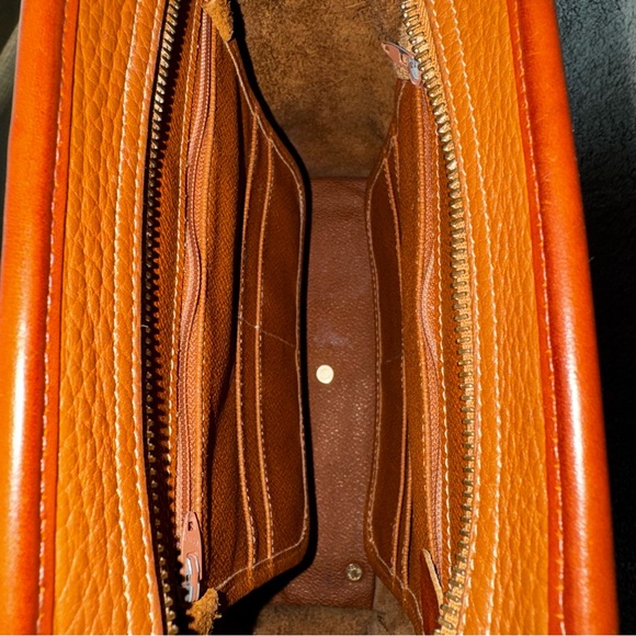 90s VINTAGE Dooney & Bourke Clean AWL Zip Top Satchel British Tan – MADE IN USA - Picture 6 of 16